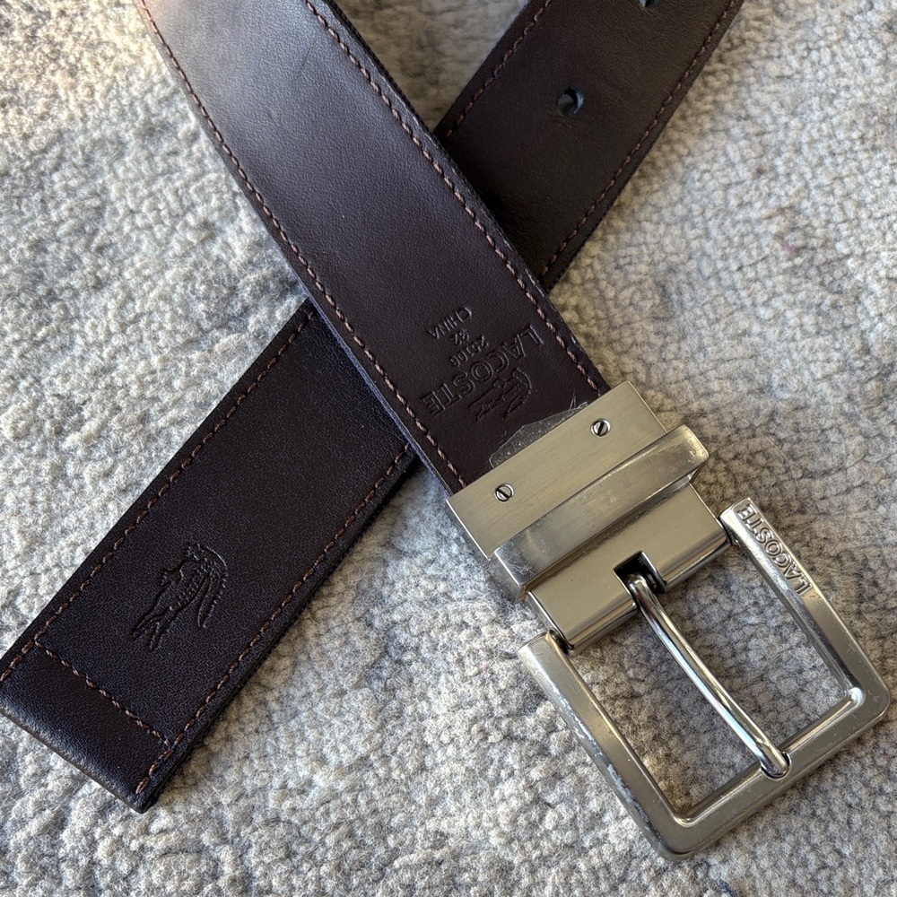 Lacoste Dark Brown Leather Belt